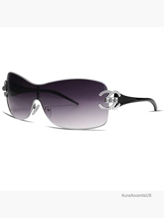 Y2K Oversized Shield Sunglasses Wrap Around Frameless Shades main image 4